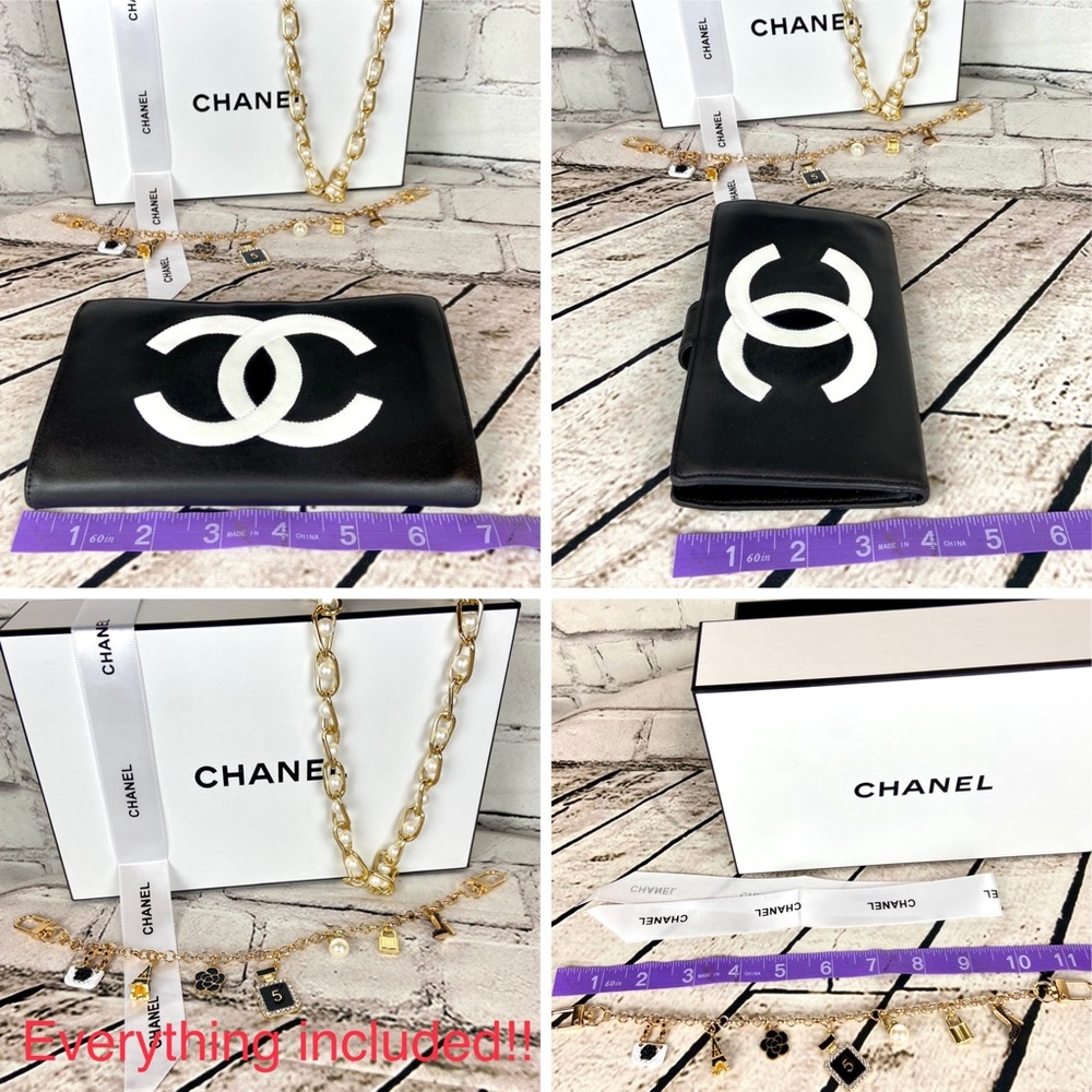 Chanel long wallet black leather crossbody custom with handmade bag charm - Picture 15 of 16
